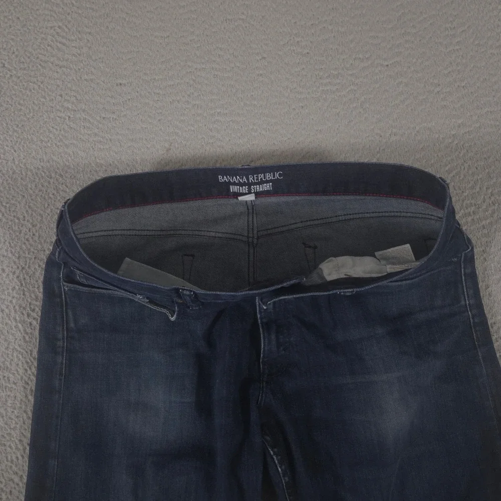 Banana Republic Jeans Mens 36x34 Blue Vintage Straight Stretch Denim Dark Wash